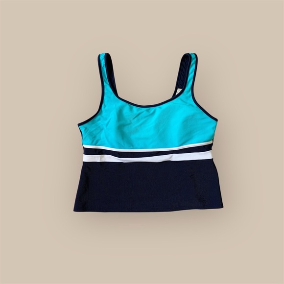 L.L. Bean Women's bathing suit Top in Navy and and teal - Picture 1 of 7